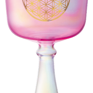 6" Crystal Singing Chalice, Note F4, Pink, Heart Chakra, Flower of life