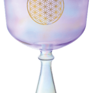 8" Crystal Singing Chalice, Note F3, Purple, Heart Chakra, Flower of life