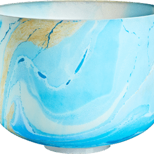 10" Marble Crystal Singing Bowl G4, Light Blue, 432 Hz, Throat Chakra
