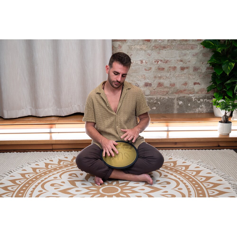 Steel Tong Drum, Dm, 8 Notas, 432 HZ, Gold, 10" - Imagem 7