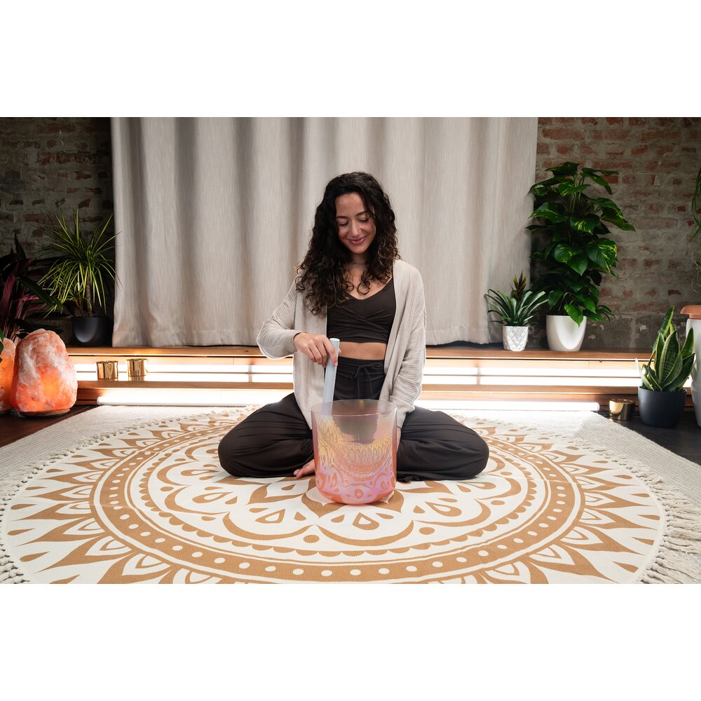 Tigela de Cristal Meinl Essence 128Hz C3 | Flor da Vida - Rose Gold 22 Cm " - Imagem 3