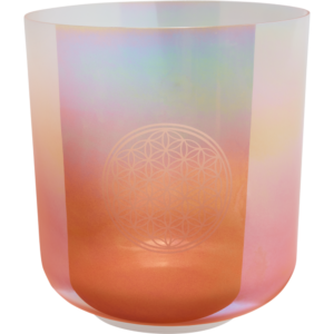 9" ESSENCE CRYSTAL SINGING BOWL C3, LIGHT ROSE GOLD, 128 HZ, FLOWER OF LIFE