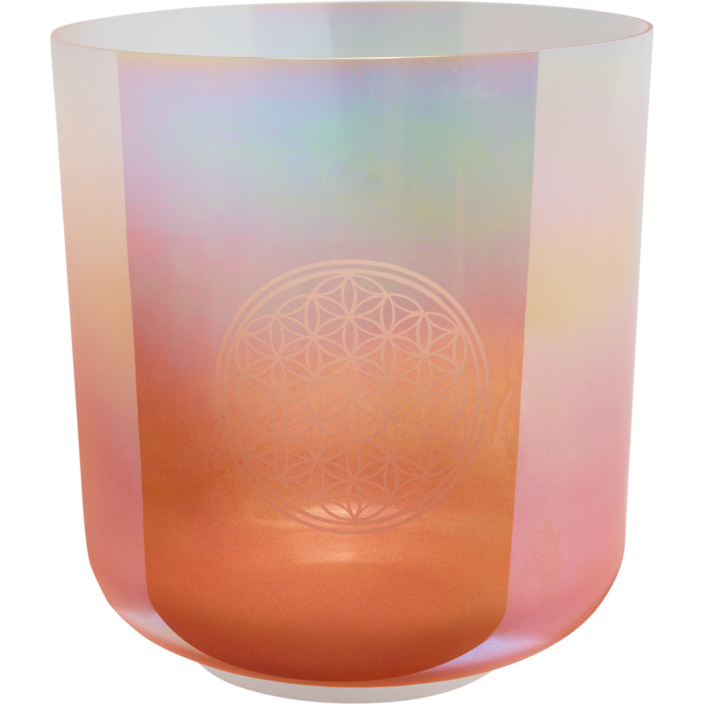 Tigela de Cristal Meinl Essence 128Hz C3 | Flor da Vida - Rose Gold 22 Cm "