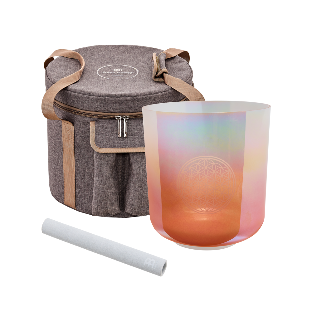 Tigela de Cristal Meinl Essence 128Hz C3 | Flor da Vida - Rose Gold 22 Cm " - Imagem 2