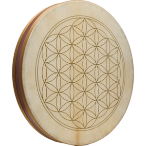 20" FLOWER OF LIFE WAVE DRUM, GOAT HEADS
